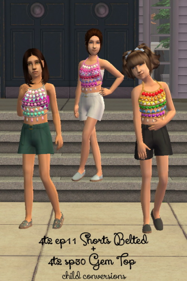 4t2 EP11 ShortsBelted SP30 GemTop CF by simsfinds - The Sims 2 Custom Content