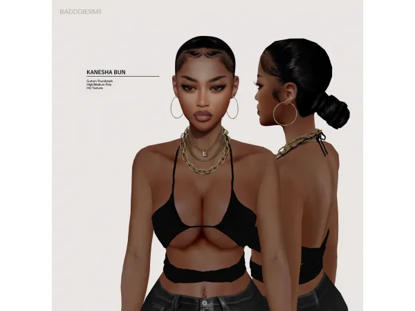 Alpha KANESHA BUN by BADDDIESIMS - The Sims 4 Custom Content