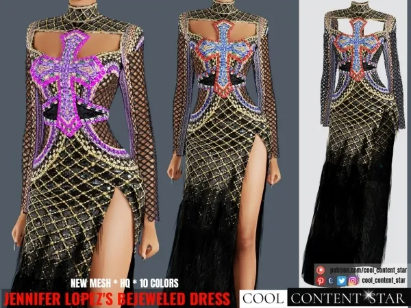 Alpha Jennifer Lopez'S Bejeweled Dress from Met Gala cool_content_star - The Sims 4 Custom Content