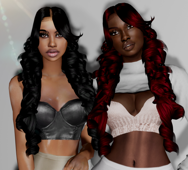 Alpha Long Curly hair in 4 swatches by simsfinds - The Sims 4 Custom Content