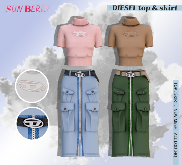 Alpha [SUNBERRY]DIESEL topskirt _2266 (Early access) by simsfinds - The Sims 4 Custom Content