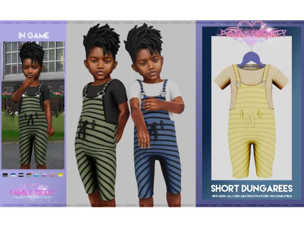 Alpha Short Dungarees Toddler - The Sims 4 Custom Content