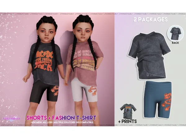 Alpha Shorts Fashion Top Toddler by LYNXsimz Family - The Sims 4 Custom Content