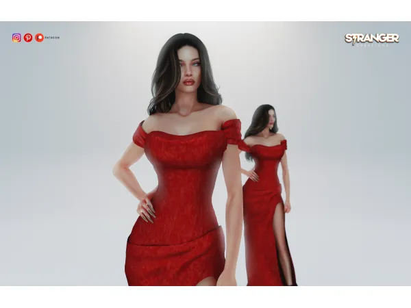 Alpha Charlotte Long Dress (Public) by Stranger Creations - The Sims 4 Custom Content