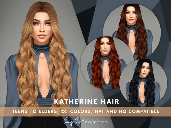 Alpha Katherine Hair by sonyasims - The Sims 4 Custom Content