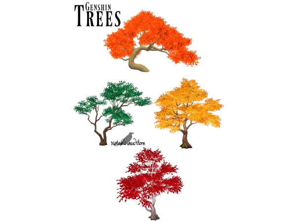 Maxis Match Genshin Trees Auditore by Natalia - The Sims 4 Custom Content