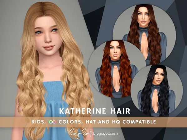 Alpha Katherine Hair kids version by sonyasims - The Sims 4 Custom Content