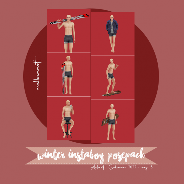 Mix Advent Calendar 2022 13 Winter Instaboy Posepack by melbennett - The Sims 4 Custom Content