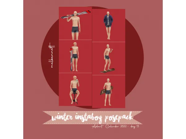 Mix Advent Calendar 2022 13 Winter Instaboy Posepack - The Sims 4 Custom Content