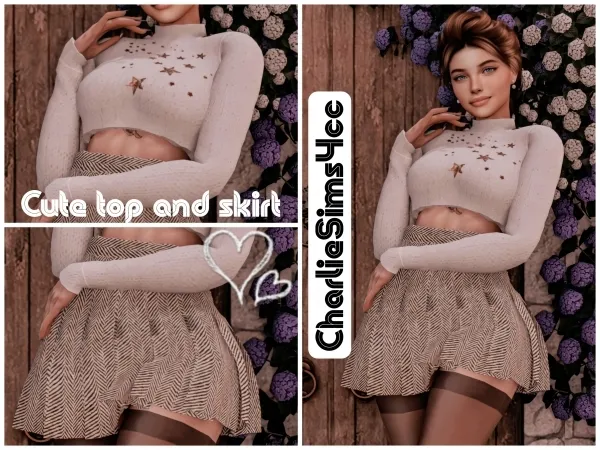 Alpha Cute Top and Skirt - The Sims 4 Custom Content