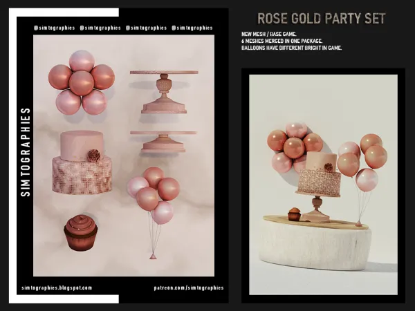 Alpha Rose Gold Party Set - The Sims 4 Custom Content