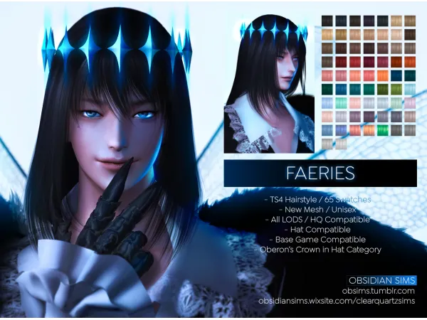 Alpha FAERIES HAIRSTYLE New mesh by OBSIDIAN SIMS - The Sims 4 Custom Content