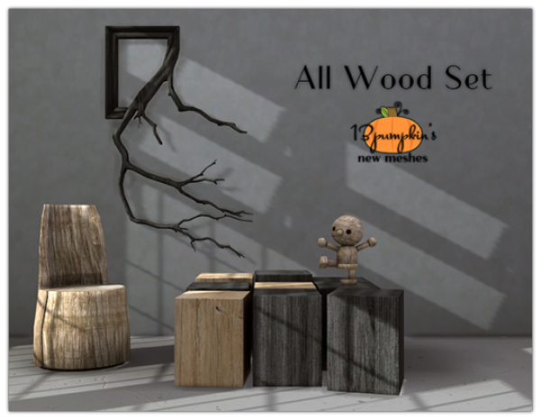 Maxis Match S4 All Wood Set by simsfinds - The Sims 4 Custom Content