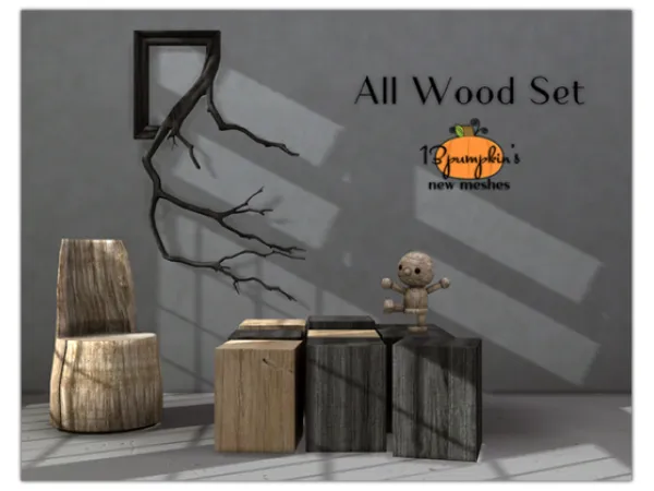 Maxis Match S4 All Wood Set by 4321content - The Sims 4 Custom Content