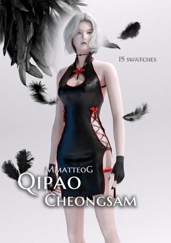 Alpha Lace up QipaoCheongsam by simsfinds - The Sims 4 Custom Content