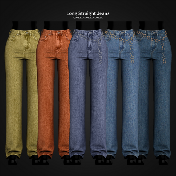 Alpha Long Straight Jeans by simsfinds - The Sims 4 Custom Content