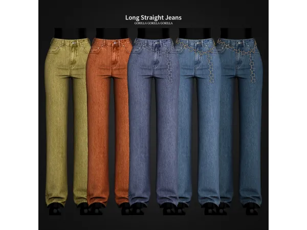 Alpha Long Straight Jeans by gorillax3 - The Sims 4 Custom Content