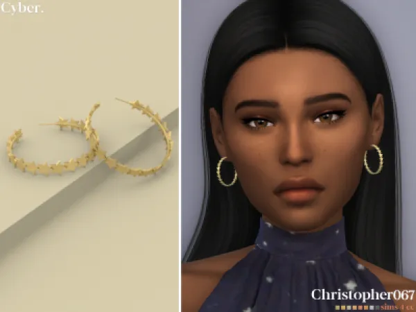 Mix CYBER EARRINGS by simsfinds - The Sims 4 Custom Content