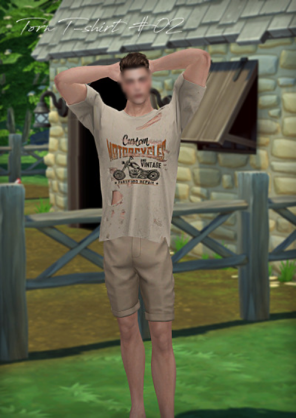 Alpha Torn T shirts by simsfinds - The Sims 4 Custom Content
