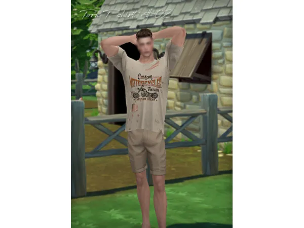 Alpha Torn T shirts - The Sims 4 Custom Content