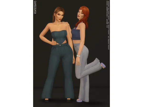 Maxis Match DROP JANDIRA CROPPED TOP JANAÍNA CORSET TOP JUÇARA JEANS (TWO VERSIONS) - The Sims 4 Custom Content