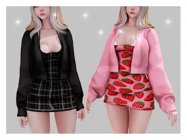 Alpha Cardigan with dres Babyetears - The Sims 4 Custom Content