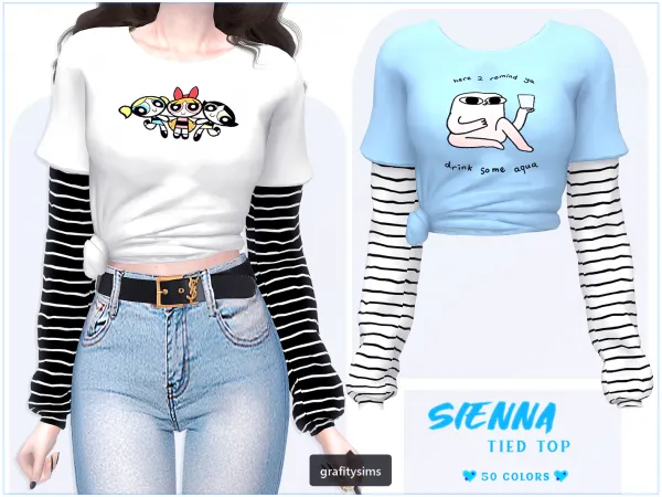 Alpha Sienna Tied Top - The Sims 4 Custom Content