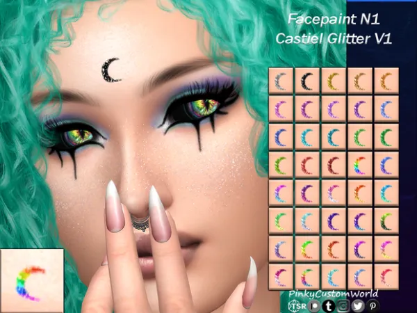 Alpha Facepaint N1 Castiel Glitter V1 by Pinkycustomworld - The Sims 4 Custom Content