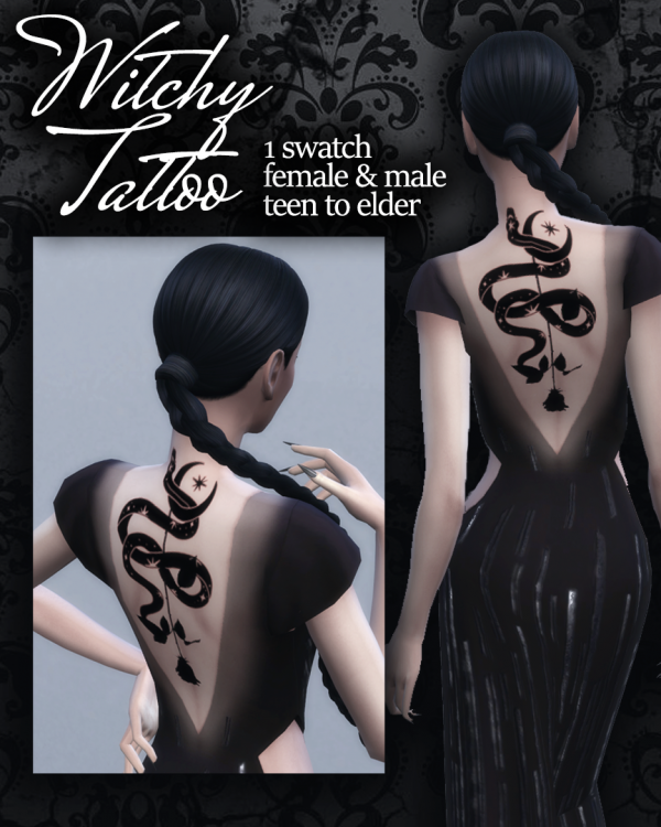 Mix Rose Snake Tattoo by simsfinds - The Sims 4 Custom Content