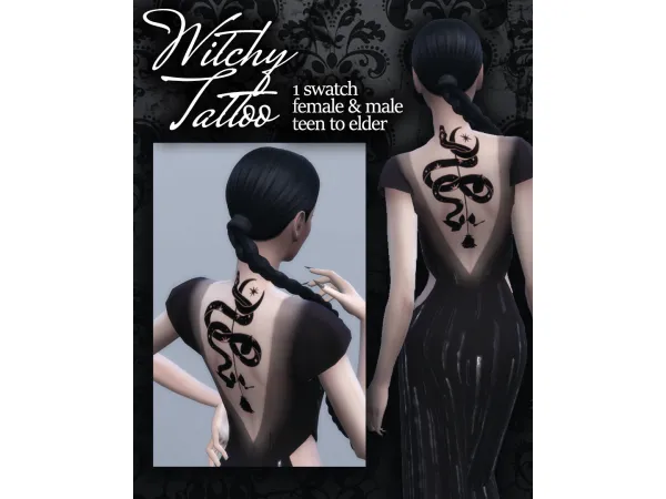 Mix Rose Snake Tattoo by Ellone Andreea - The Sims 4 Custom Content