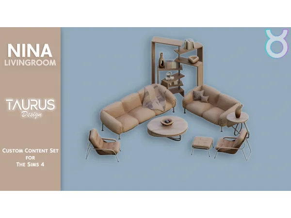 Alpha Nina Livingroom by Taurus Design - The Sims 4 Custom Content
