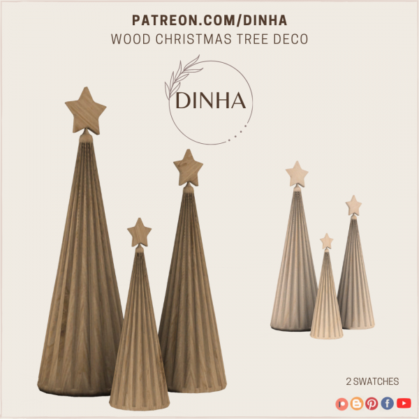 Alpha Wood Christmas Tree Deco by dinhagamer - The Sims 4 Custom Content