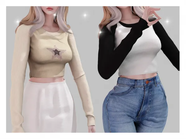 Alpha Long sleeve shirt Babyetears - The Sims 4 Custom Content