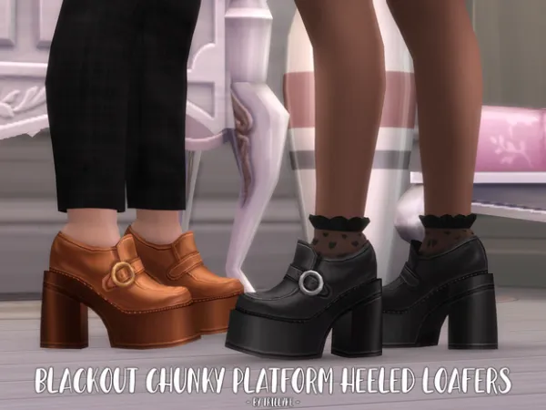 Maxis Match Blackout Chunky Platform Heeled Loafers by trillyke - The Sims 4 Custom Content