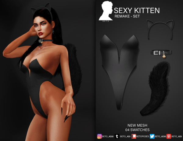 Alpha Sexy Kitten Remake Set by simsfinds - The Sims 4 Custom Content