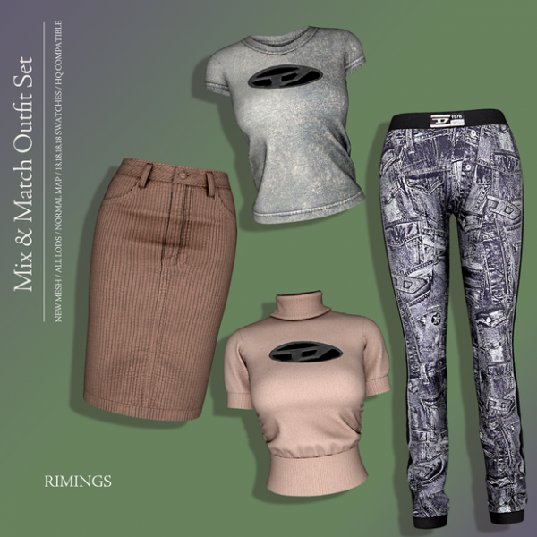 Alpha [RIMINGS] Mix Match Outfit Set by simsfinds - The Sims 4 Custom Content