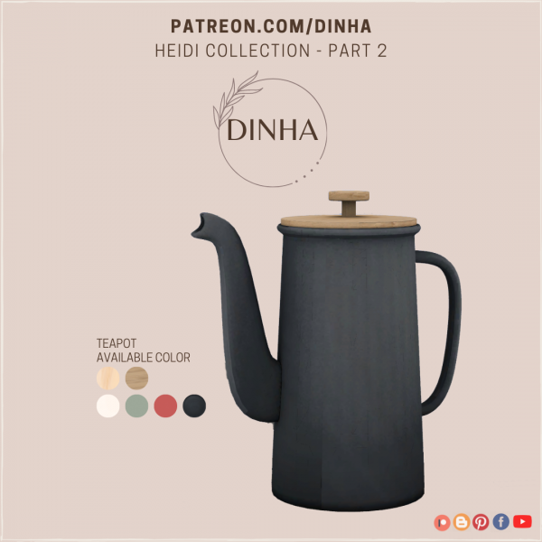 Mix Heidi Collection Part 2 TEAPOT by dinhagamer - The Sims 4 Custom Content