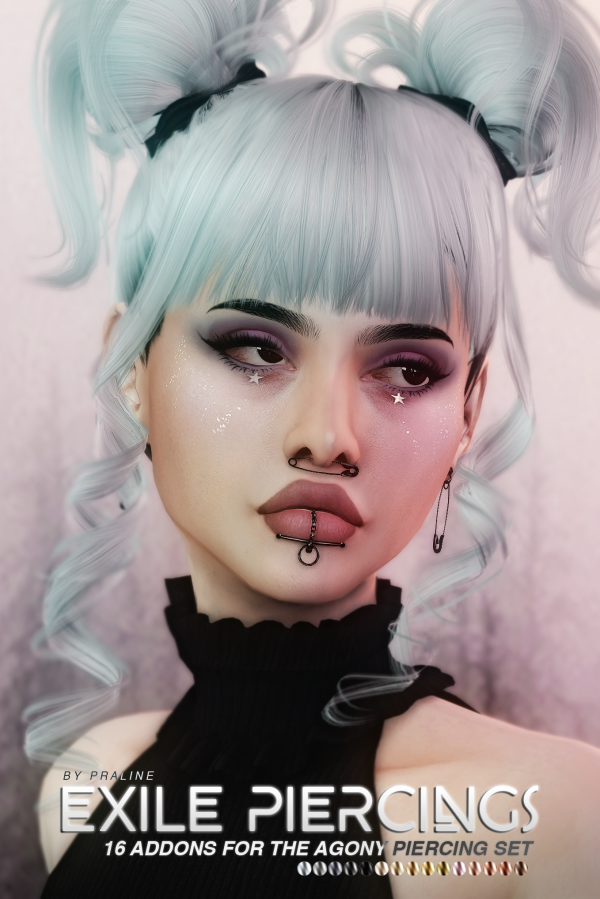 Alpha EXILE Piercings (Agony Addons) by simsfinds - The Sims 4 Custom Content