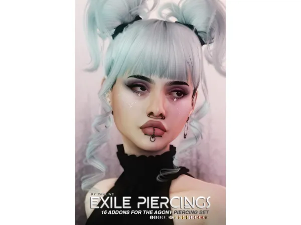 EXILE Piercings (Agony Addons) by Pralinesims