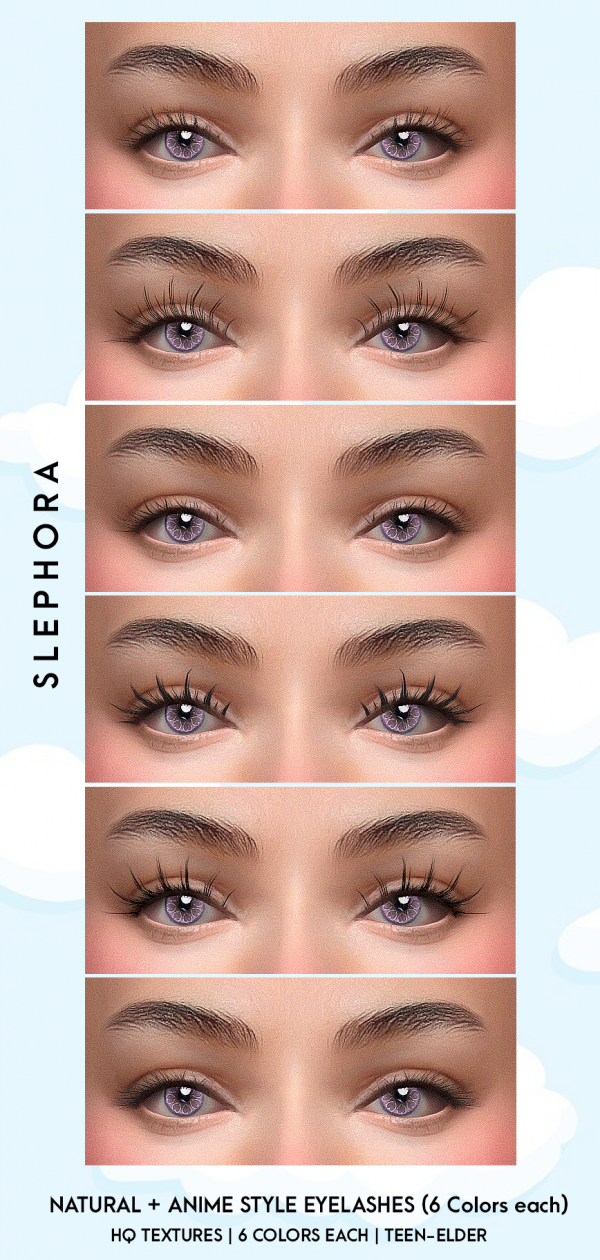 Alpha Natural Anime Style Eyelashes by simsfinds - The Sims 4 Custom Content