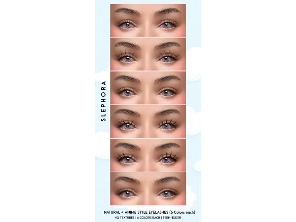 Alpha Natural Anime Style Eyelashes by SLEPHORA - The Sims 4 Custom Content