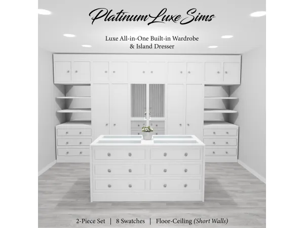 Alpha Luxe all in one Built in Wardrobe Island Dresser by PlatinumLuxeSims - The Sims 4 Custom Content