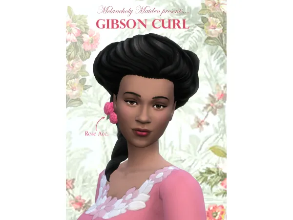 Maxis Match Gibson Curl Updo by Melancholy Maiden - The Sims 4 Custom Content