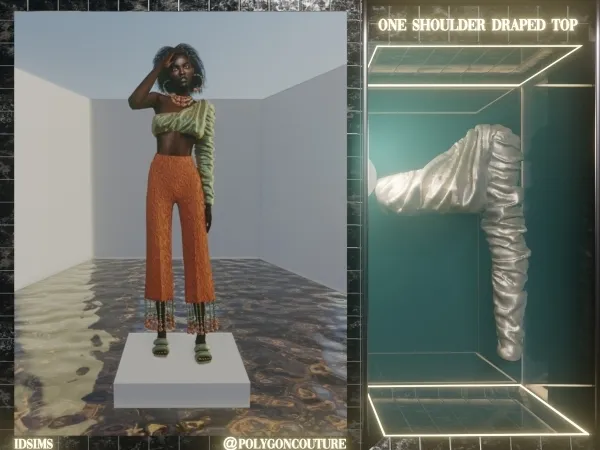 Alpha One Shoulder Draped Top - The Sims 4 Custom Content