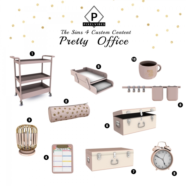 Alpha Pretty Office by pixelvibes - The Sims 4 Custom Content