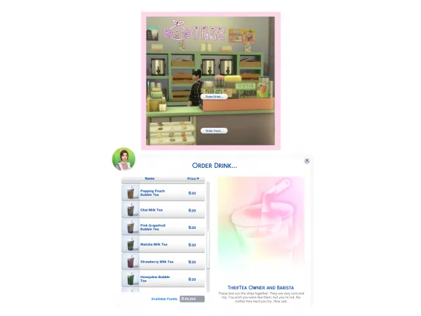 Maxis Match ThrifTea Bubble Tea Counter Override by Littlbowbub - The Sims 4 Custom Content