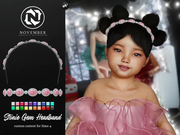 Alpha November Stonie Gem Headband (Child Toddler) - The Sims 4 Custom Content