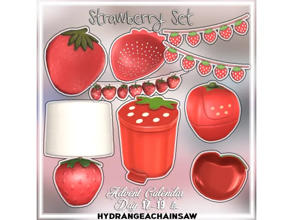 Mix day 12 19 strawberry set - The Sims 4 Custom Content