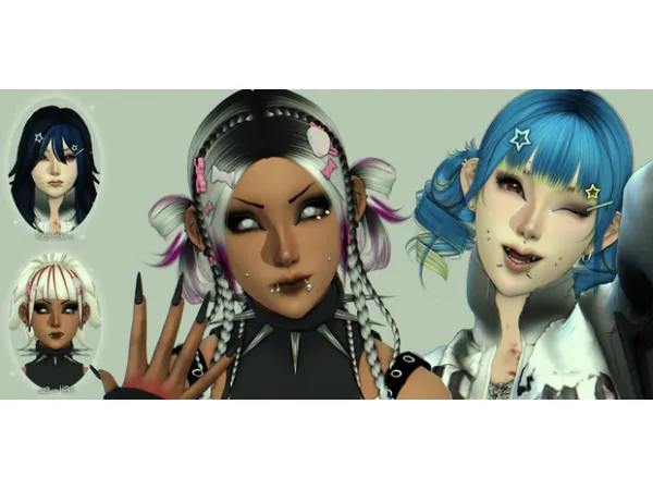 Mix MOSNSTER THEME HAIRPINS by simsfinds - The Sims 4 Custom Content