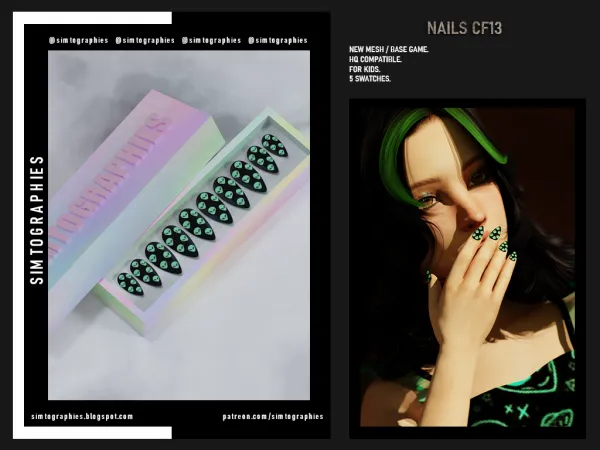 Alpha Nails CF13 - The Sims 4 Custom Content